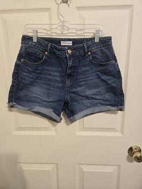 SOLD LOFT Dark Blue Rolled-Hem Denim Shorts